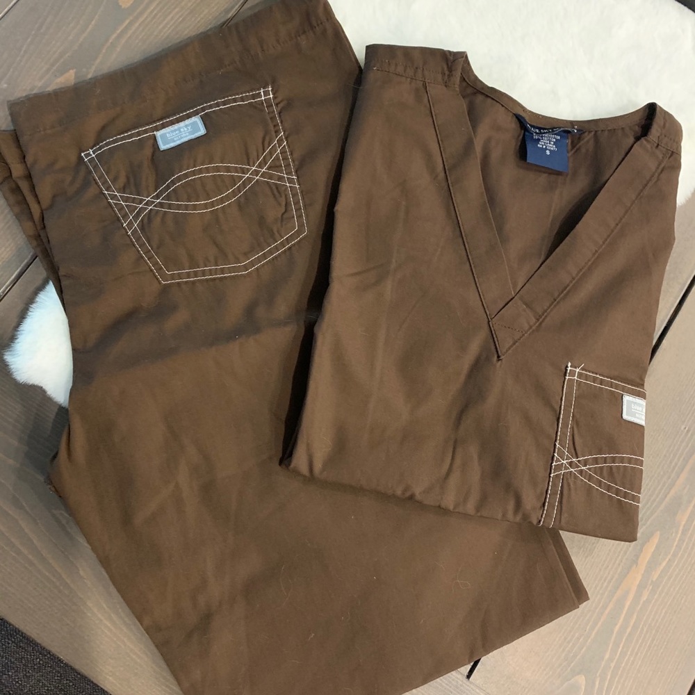 Blue Sky Scrub Set Brown Size Small